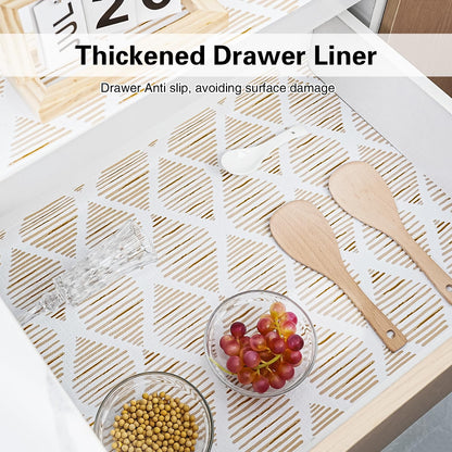Drawer and Shelf Liner for Kitchen Cabinet,Non-Adhesive Cabinet Liner 12in x 20FT,Waterproof Shelf Paper Non-Slip Mats Cupboard Liners Contact Protect Dresser/Shelves/Table-Brown Stripes