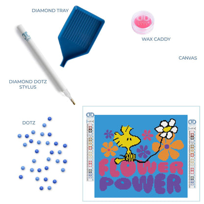 DIAMOND DOTZ Flower Power (Peanuts) Snoopy Diamond Painting Kits for Adults - Diamond Art Kits a Relaxing Creative Craft Kit with Dotz Gems 14"x 12.5"