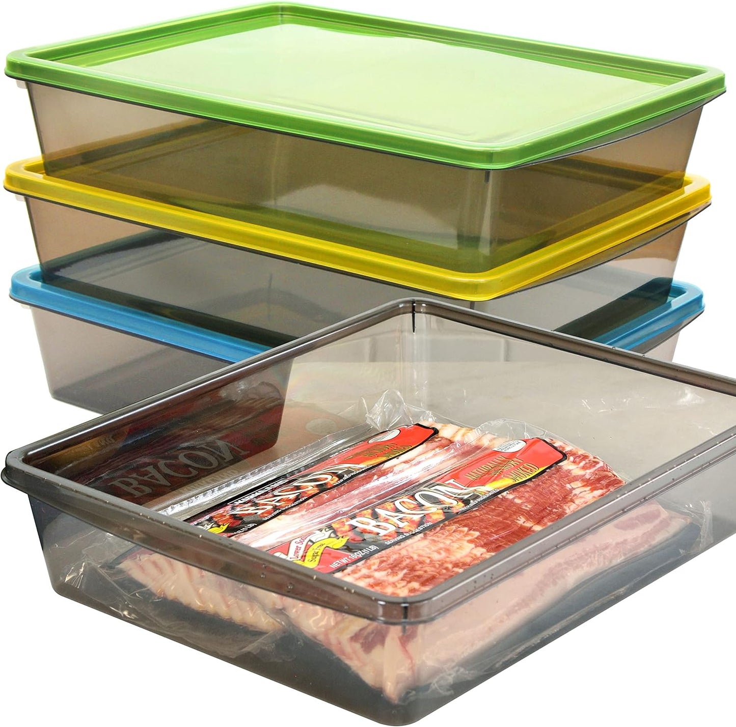 3 Pack 1.3 Youngever Gallon Food Storage Containers, Plastic Bacon Containers, Meat Containers