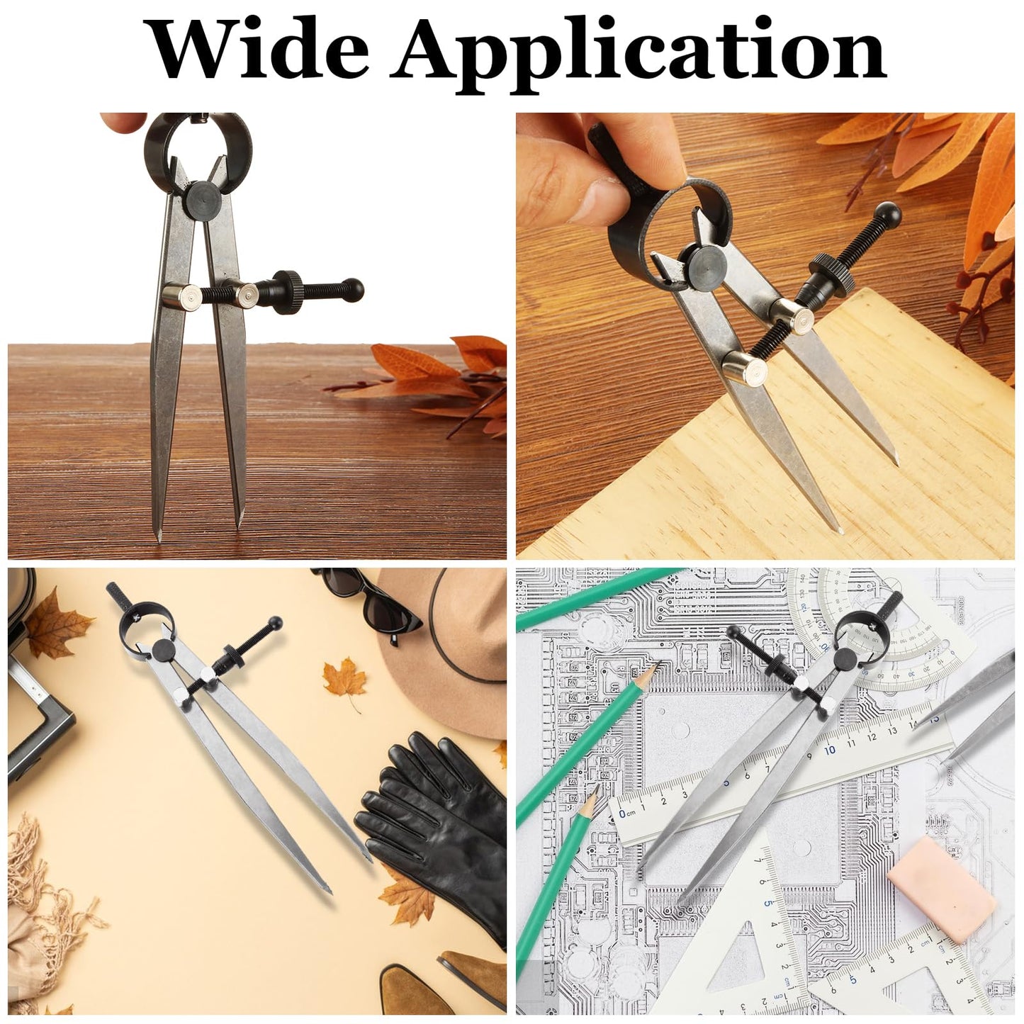 LDHHYH 3 Pack Adjustable Spring Wing Divider, 4/6/8 Inch Steel Lockable Divider Wing Compass, Precision Compass Geometry Tool for Drawing Drafting Woodworking Leather Craft