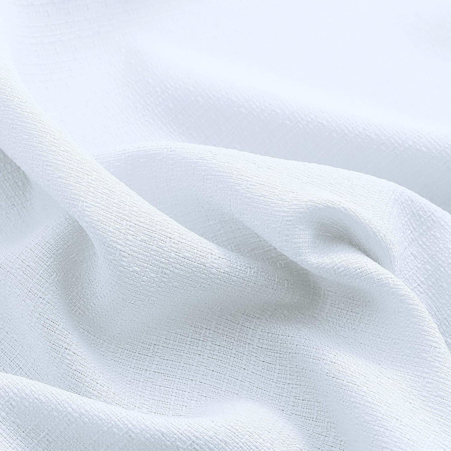 White Kitchen Curtains 36 Inch Length - Sets of 2 Panels Rod Pocket Cafe Curtains for Bathroom, Semi Sheer Short