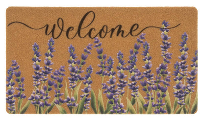 XuoAz Lavender-Welcome-Doormat for Indoor Outdoor Entrance Floral-Spring-Summer-Door-Mats Non Slip Coir Seasonal Doormat 17 x 29 Inches