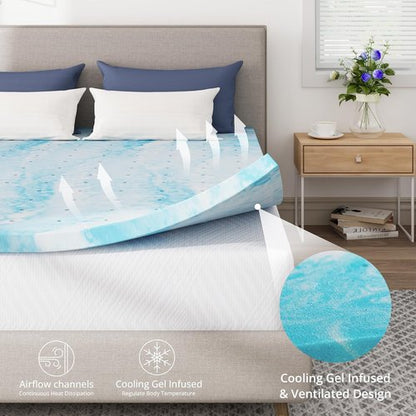 CH Charme Mattress Topper - 2 Inch Gel Infused Memory Foam for Back Pain Relief | Twin Size, Cooling Pad, CertiPUR-US Certified