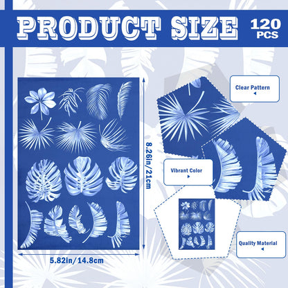 Engrowtic 120 Sheets Sun Print Paper Kit Cyanotype Paper Set High Sensitive White Solar Activated Nature Sun Printing Drawing Kit for Adults Crafts DIY Project