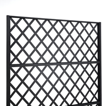 KEIKI 73"x47"x16" Metal Planter Trellis Box with Wheels & Drain Plug, Outdoor Resin Raised Garden Bed for Climbing Plants, Large Weather-Resistant Design, Black