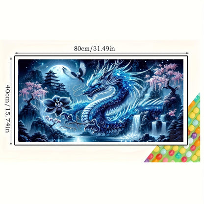 Fantasy Dragon 5D Diamond Painting Kits for Adults,Waterfall Landscape Diamond Mosaic Art,DIY Full Round Diamond Embroidery,Diamond Art Kits for Home Decor,Large size 31.5 x 15.7 inches,DIY Mosaic Art