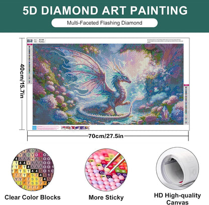 Zythron Large Diamond Art, Dragon Diamond Art Kits for Adults Beginner, Large Dragon Landscape Diamond Painting 5D DIY Full Round Gem Crystal Art Paint by Diamond, Home Wall Decor 27.5 X 15.7 inch