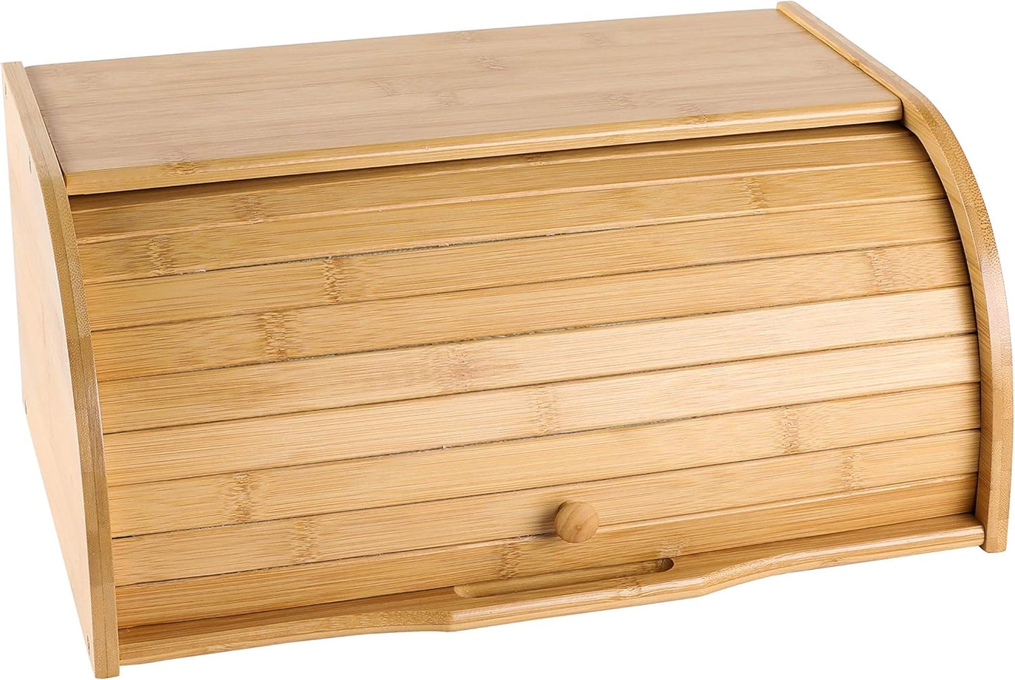 PENGKE Large Bamboo Roll Top Bread Box, Natural Bread Holder for Kitchen Food Storage Countertop