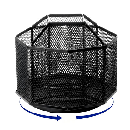Comix 360° Rotating Pen Holder for Desk, 5 Compartments Office Desk Organizer, Black Mesh Metal Pencil Holder Cup for Office Home School