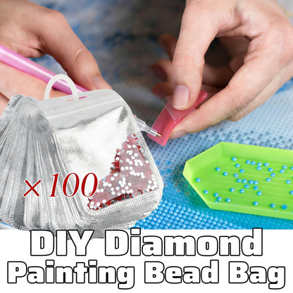 antor 100 PCS Diamond Painting Beads Storage Bags, Reusable Diamond Art Storage Accessories Ziplock Pouches, Craft Supply Bead and Gem Organizer for DIY Projects