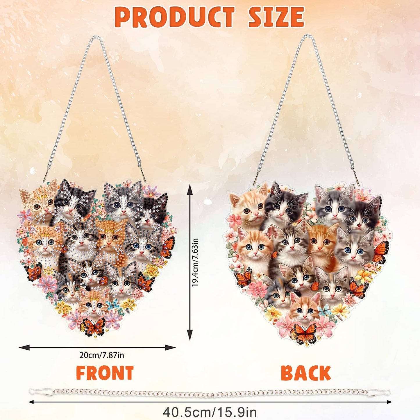 DOMROM Cat Diamond Art Hanging Kits for Adults Beginner, Special Shaped Crystal Diamond Painting Cat Pendant, DIY Diamond Art Suncatchers Animal for Home Garden Wall Decor Gift