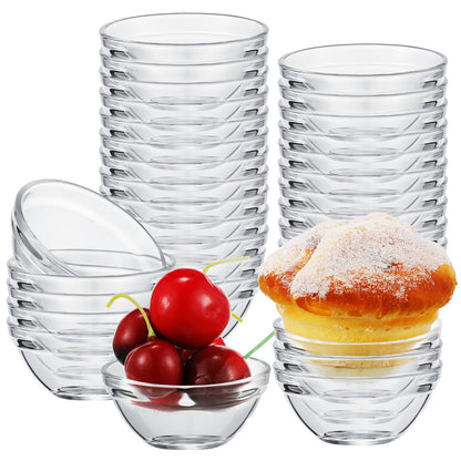 Pinkunn 36 Pcs 2.4inch 1.52oz Small Clear Glass Ramekins Bowls Stackable Mini Glass Ingredient Dipping Bowls Small Prep Dishes for Spices Dipping Sauces Ice Cream Dessert, Dishwasher and Freezer Safe