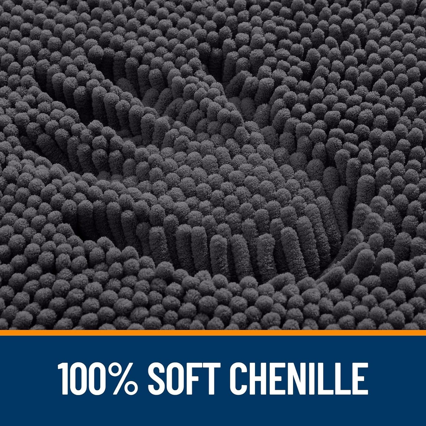 OLANLY Bathroom Runner Rugs - Soft Absorbent Chenille with Rubber Backing | Quick Dry, 47x17, Dark Grey