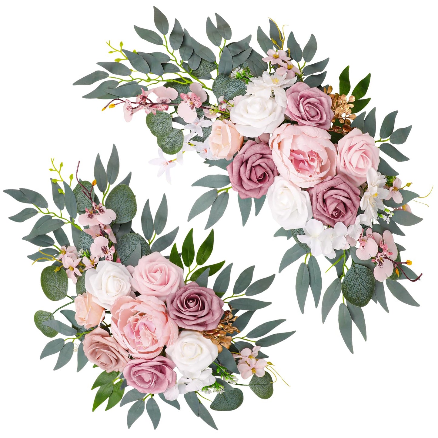 Wedding Arch Decorations 2 Pack - Reusable Artificial Hanging Flowers Floral Swag Greenery Garland for Wedding Welcome Sign Backdrop Bridal Ceremony Reception Backdrop Decoration, Baby Shower