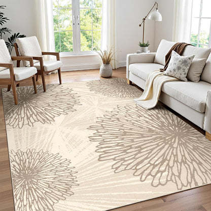 5x7 DecorBeige/Brown,5'x7' WITSHOCK Area Rugs for Living Room: Beige Floral Washable Rugs for Bedroom Dining Room