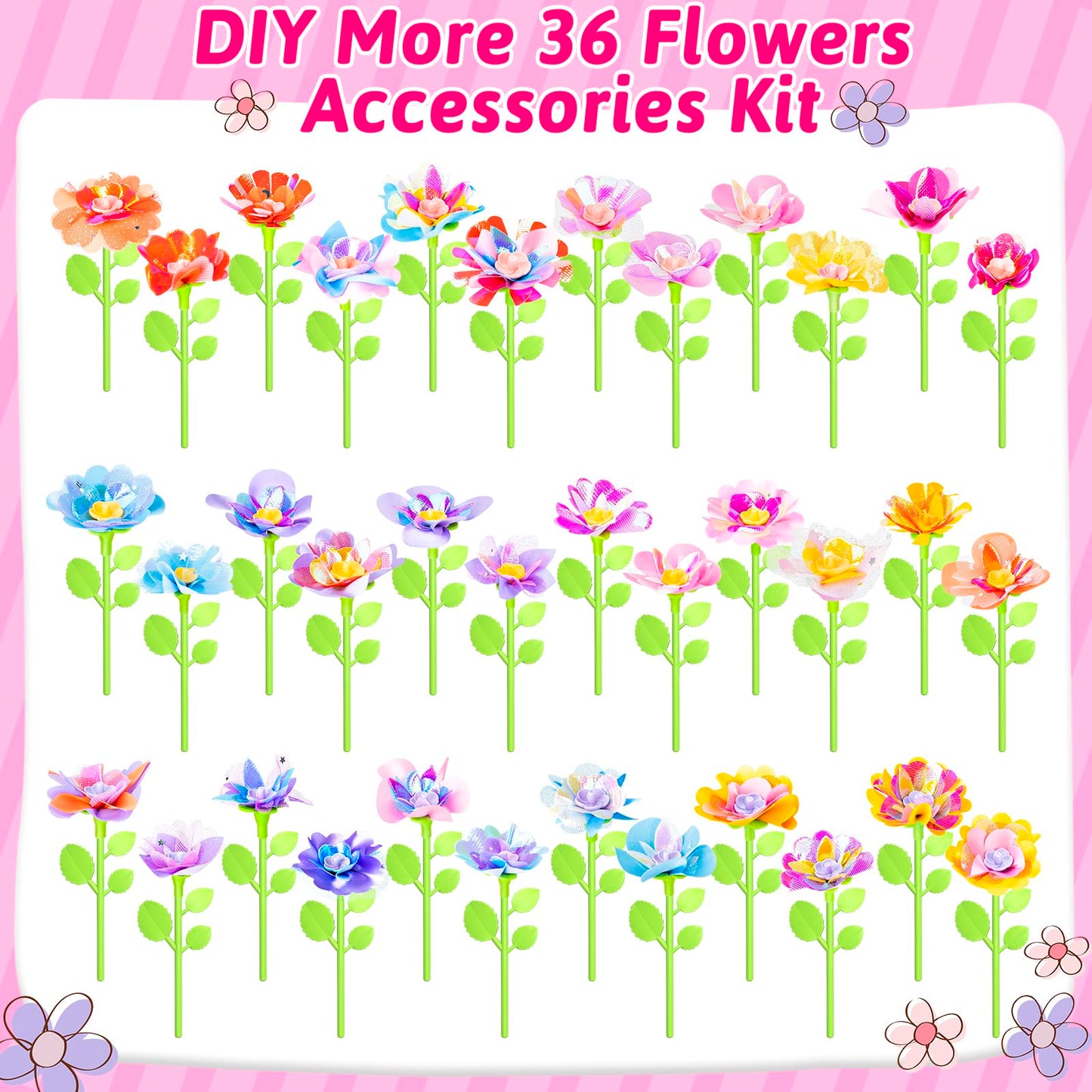 Osllate Upgraded Flower Bouquet Accessories Set for Making 36 Flowers, DIY Arts & Crafts Toy Accessories Flowers Making Toy Kit