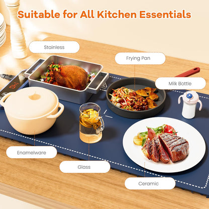 UJR 5 Portable Food Warmer Warming Mat: Electric Rollable Warming Tray for food with Real-Time Temp Display, Temp