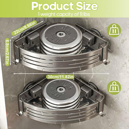 1Pack) Corner Shower Caddy Suction Cup,Shower Shelves with Hooks,No Drilling Powerful Suction Bathroom Organizers