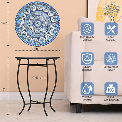 Aonagi Table,14" Metal Outdoor Side Diameter Round Plant Stand for Flower Pots Vase Home Decor, Weather Resistant Patio