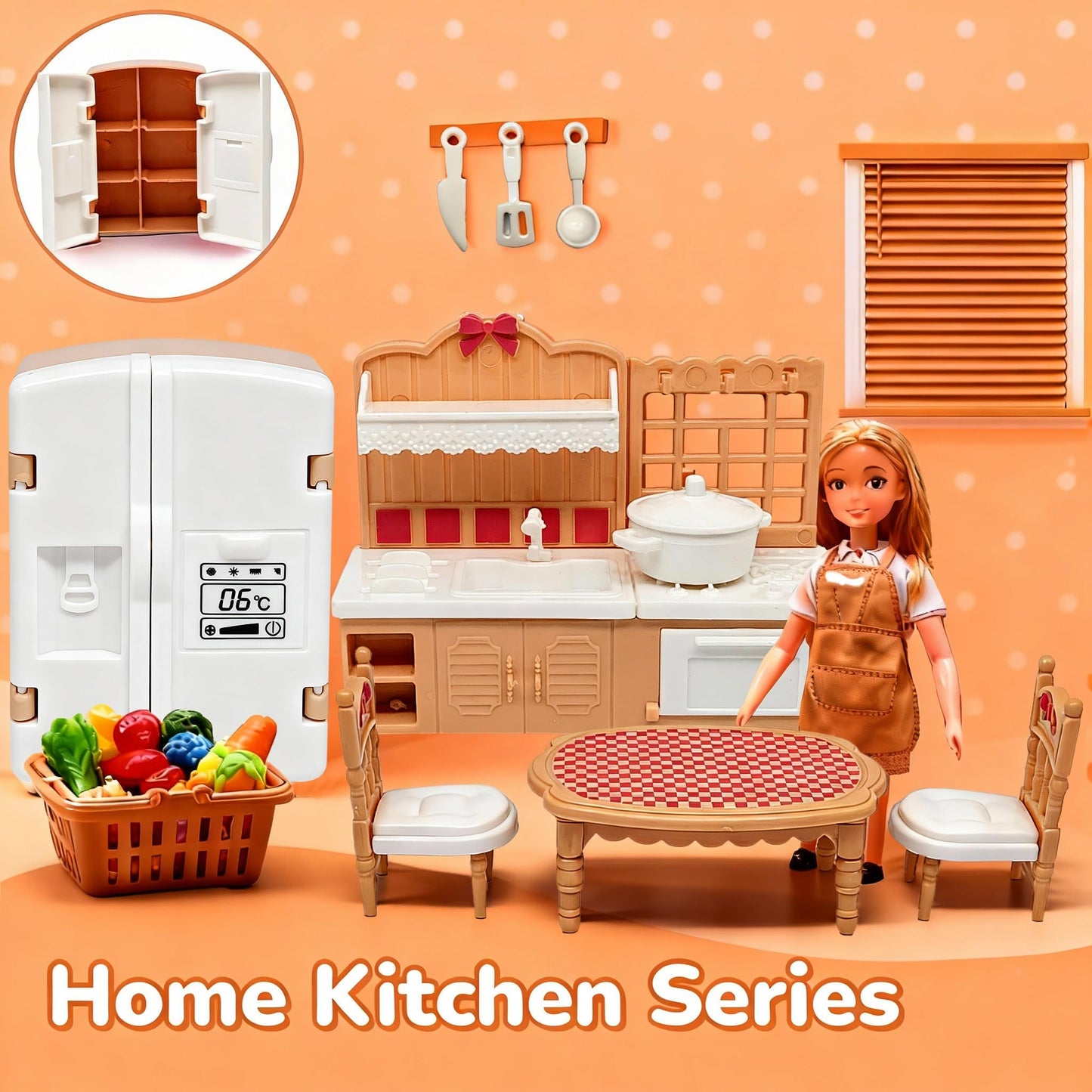 Dollhouse Furniture Set, 38 Pcs Miniature Doll House Accessories with Dogs and Cat ，Kitchen Bedroom Living Room Bathroom Furniture, Toy for Kids Ages 3+ Boys Girls, Great Gift Idea