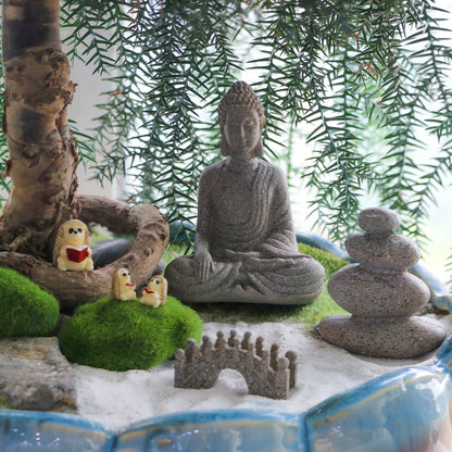 Meditation Zen Garden Accessories - Miniature Buddha Fairy Garden Kit Micro landscape Terrarium Kit DIY Japanese Mini Zen Garden Decor Chinese Potted Plant Culture Bonsai Decoration Bridge Pagoda