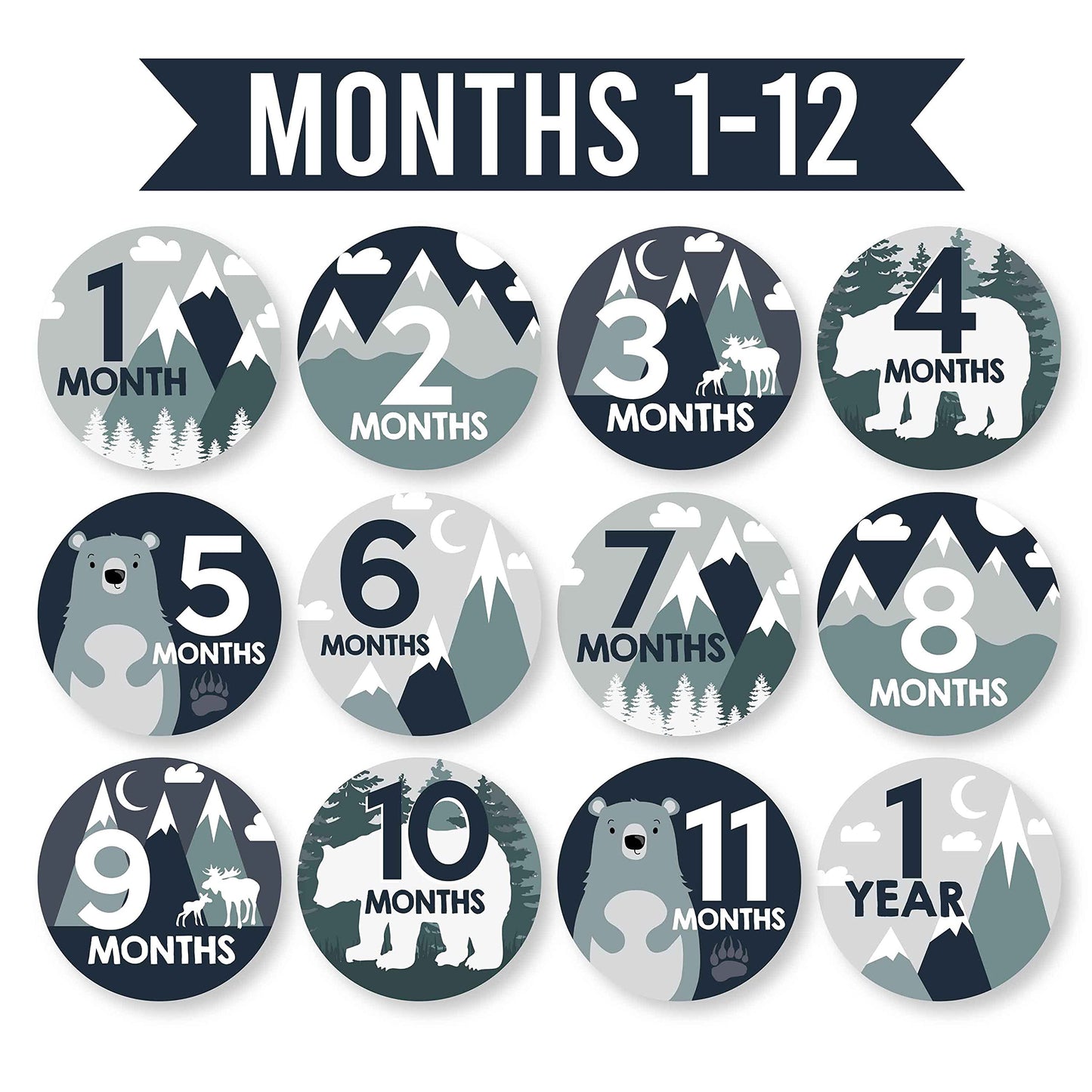 20 Monthly Baby Milestone Stickers Boy - Adventure Baby Monthly Milestone Stickers for Baby Boy, Milestone Baby Monthly Stickers, Baby Month Stickers for Baby Photo Props, Monthly Baby Stickers Boy