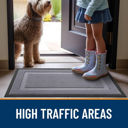 OLANLY Waterproof Front Door Mat | All-Season Indoor Outdoor Doormat, Easy Clean, 33x21, Classic Gray