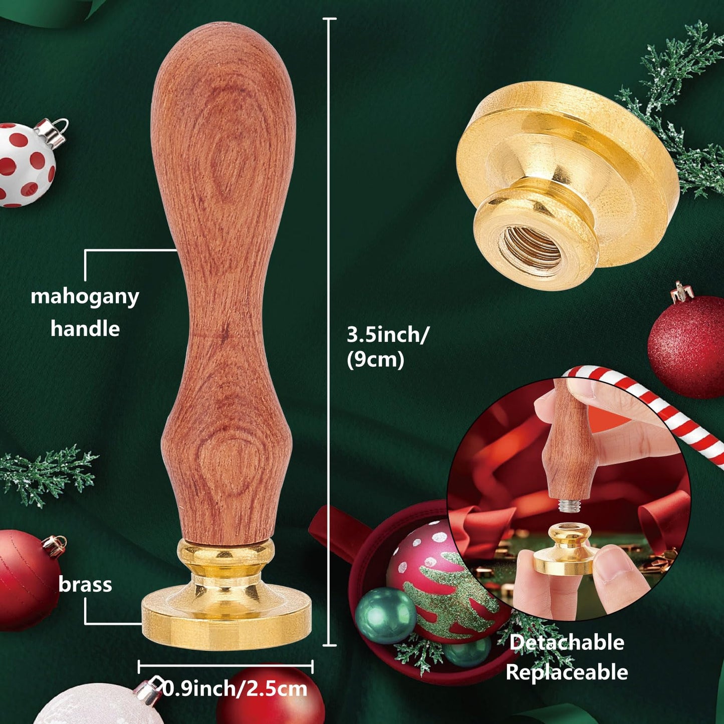 CRASPIRE 7Pcs Merry Christmas Wax Seal Stamp Set Sealing 6 Styles Stamps 25mm Heads+1Pc Wood Handle Snowflake Santa Claus Pinecones Deer for Xmas Party Envelope Invitation Cards Gift Wrapping Crafts