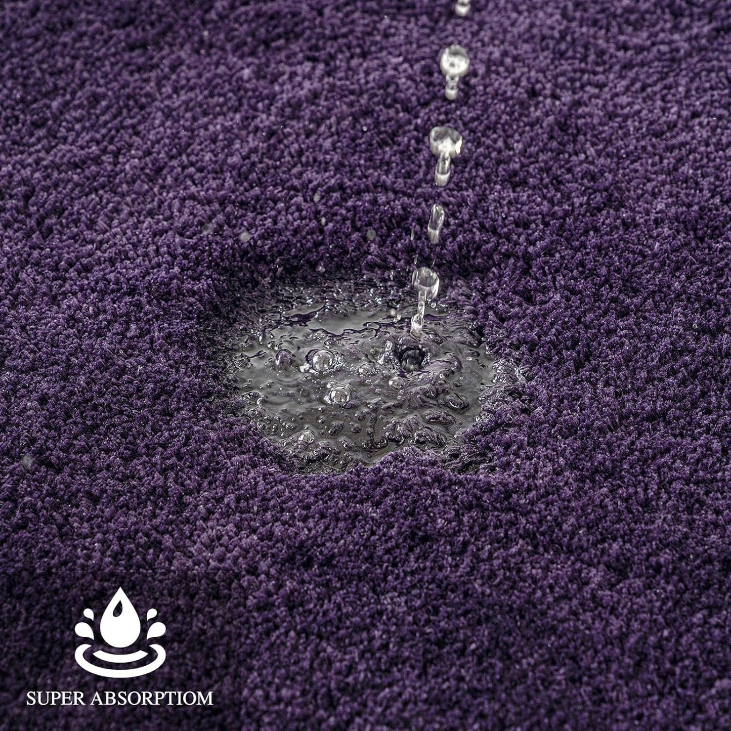 MIULEE U Shaped Toilet Rug for Bathroom - Soft Microfiber Contour Bath Rugs, Non-Slip Rubber Back, Dark Purple