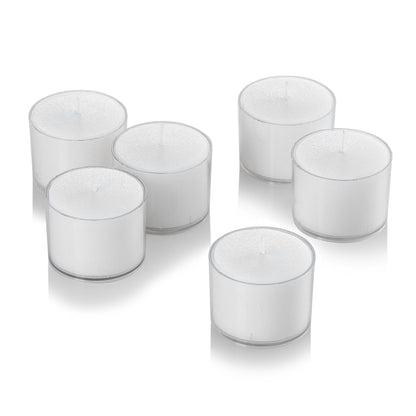White Tea Light Candles with Clear Cup – Bulk Pack of 48 – Extended Burn Time 10 Hour – Unscented and Smokeless Tealight – Perfect for Wedding, Party, Hotels, Restaurants