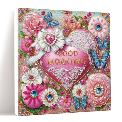 DIYDeligths DIY Diamond Pearl Art Painting with Frame 9.84in Handmade Paste Painting Healing Stress-Relieving Home Wall Decoration No Framing Required (Flowers Heart)