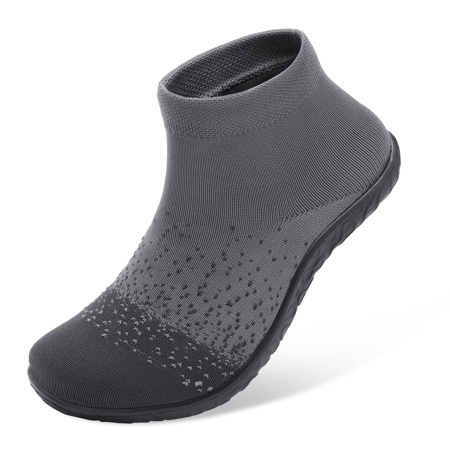 SKASO Sock Shoes Barefoot Minimalist Shoes Women Men Slip on Comfortable Breathable for Swimming Gym Running Grey Black Women Size 11.5-12.5