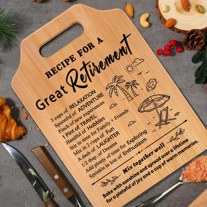 Unique Recipe Retirement Cutting Board for Women, Retirement Gift for Men, Happy Retirement Gift for Teacher Mom Friends