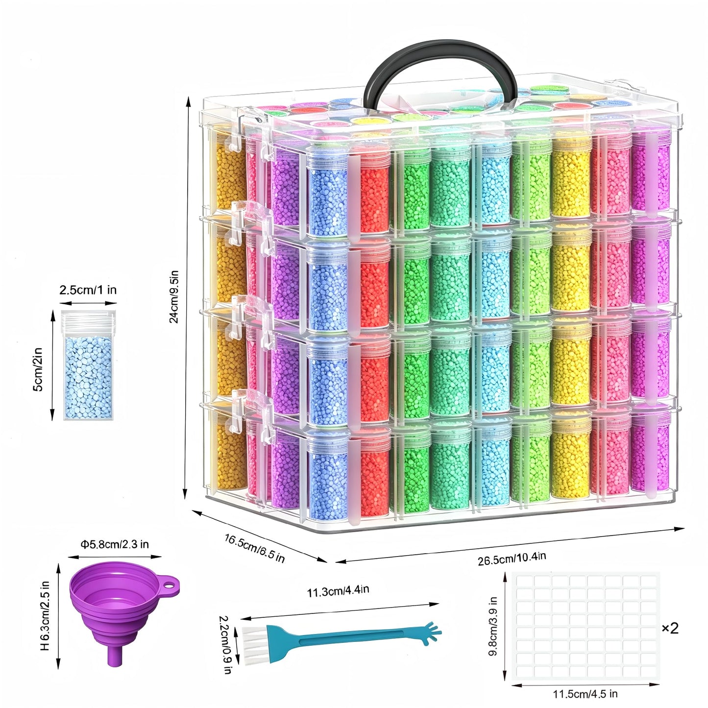 VANSUNS 4-Tier Diamond Painting Storage Box, 208 Slots Large Capacity Portable Transparent Diamond Art Storage, Suitable for Pills,DIY Art Crafts, Diamond Art Storage Containers