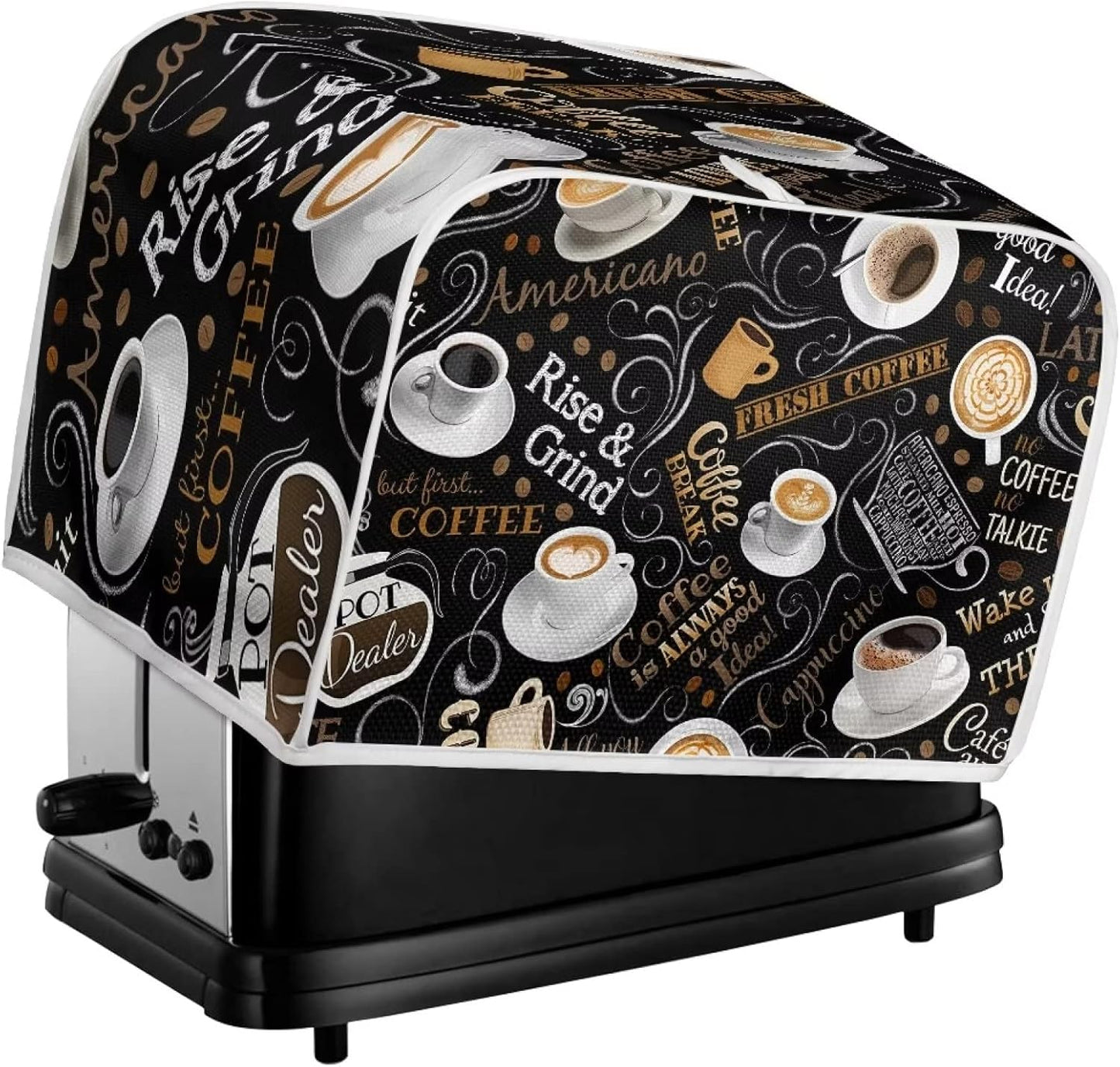 AFPANQZ Coffee Print Kitchen Toaster Covers Universal 2 Slice Bread Toaster Cover Protection