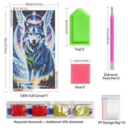 ARTGOTO Large Square Drill Diamond Art Painting Kits for Adults,15.7x27.5inch/40x70cm Wolf A DIY Full Square Diamond Dots Large Size,Big Gem Art and Crafts for Home Wall Decor Gifts