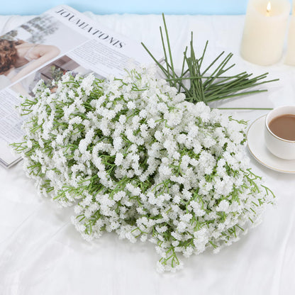 Suaycy 30 Pcs Babys Breath Artificial Flowers, 17.7" Real Touch White Gypsophila Bouquet, Fake Baby Breath Bulk for Wedding Centerpieces, Party, DIY Floral