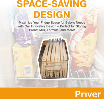 4 pack 5.2 9.3" 4.2" Priver - Breast Milk Freezer Storage Containers, - Breastfeeding Essential in Organization
