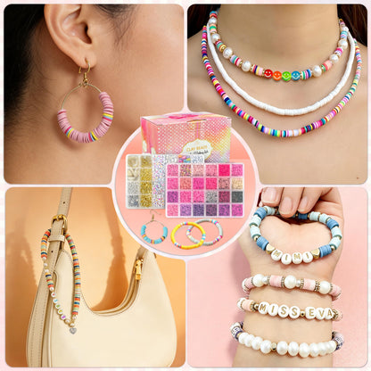 LINAYE 20000 PCS Clay Beads Kit with 120-Colors 6 Boxes Flat Preppy Polymer Heishi Beads with Pendant Charms Crafts Accessories, Friendship Bracelet Making Kit Crafts Supplies Kit Gift for Adults