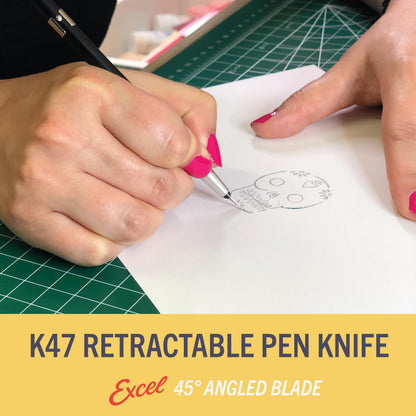 Excel Blades K47 Retractable Craft Knife Pen 2-Pack – Precision Art Knife with #65 Angled Blade for Paper, Cardstock, Vinyl, Film & Plastic – Slim Aluminum Hobby Cutter with Pocket Clip – Made in USA
