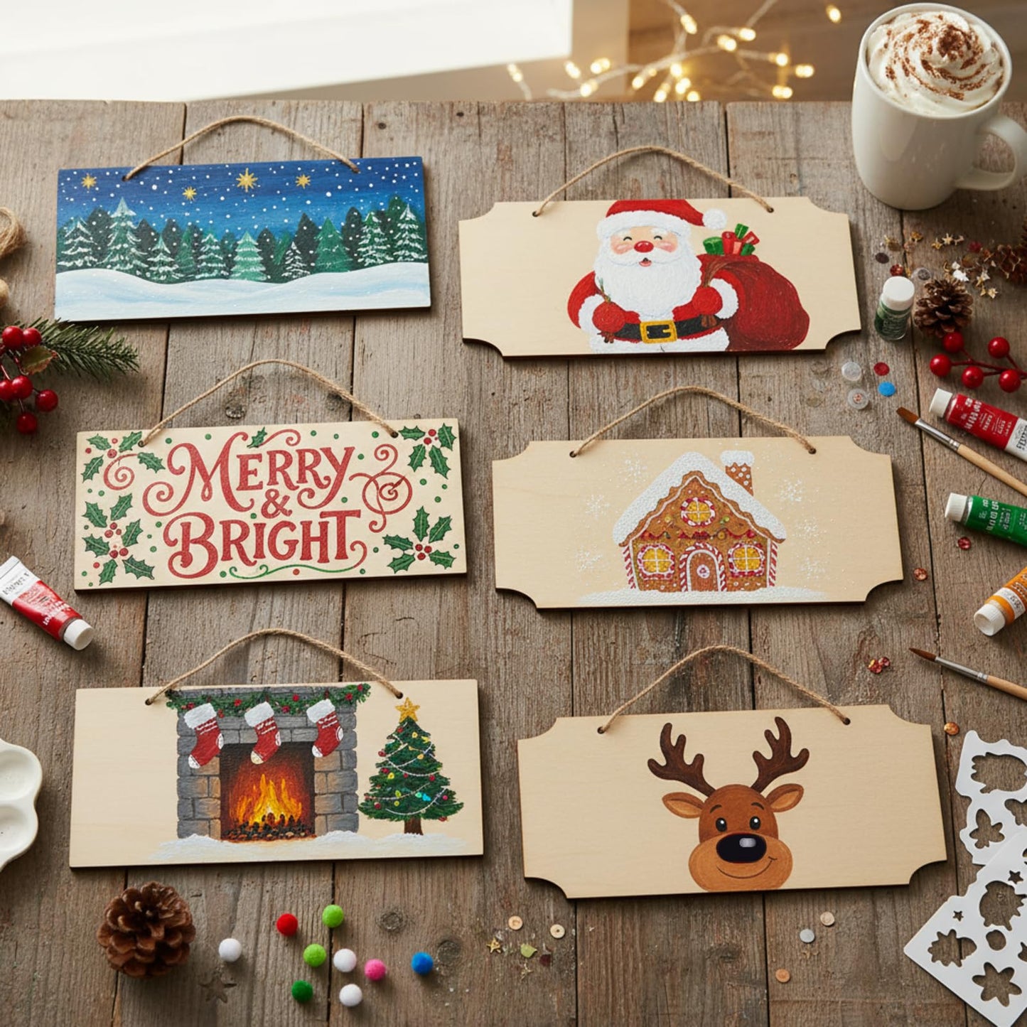 Patelai 20 Pcs Unfinished Hanging Wood Sign 9.8 x 3.9 Inch Rectangle Blank Wooden Plaque Blank Hanging Wooden Slices Banners with Ropes for Painting Writing DIY Home Crafts Supplies (2 Styles)