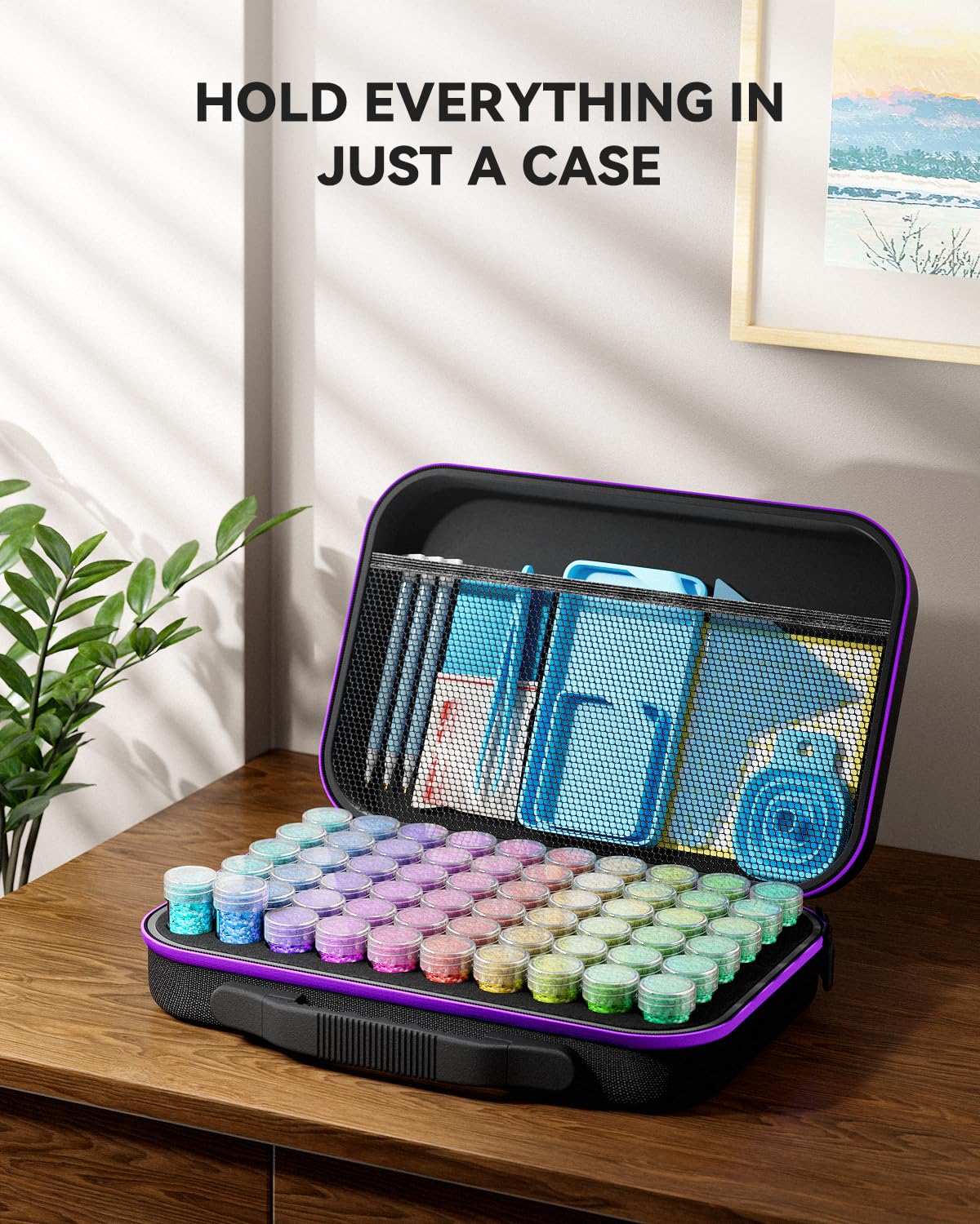 ARTDOT 60 Slots Storage Container for Diamond Art Kits for Adults, Portable Bead Storage Boxes for Diamond Painting Accessories and Tools