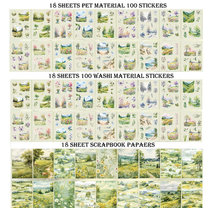 Auguro 4 Book for Garden Landscape Scrapbooking Stickers Pre-Cut 300 washi Stickers 300 PET Sticker Books for journaling Scrapbook Supplies Transparent Sticker for journaling