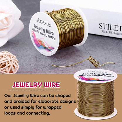 22 Gauge Jewelry Wire, Anezus Craft Wire Tarnish Resistant Copper Beading Wire for Jewelry Making Supplies and Crafting (Antique Bronze, 49 Yards/45 Meters)