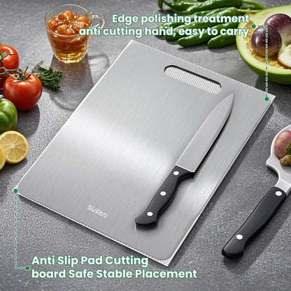 2 Pack 100% Vegetables,15 11 Titanium Cutting Board - Pure Titanium Cutting Boards For Kitche,Easy to clean