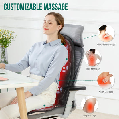 Snailax Vibration Back Massager with Heat, Massage Seat Cushion with 6 Vibrating Motors and 2 Heat Levels, Massage Chair Pad for Home Office use, Gifts for Him Her
