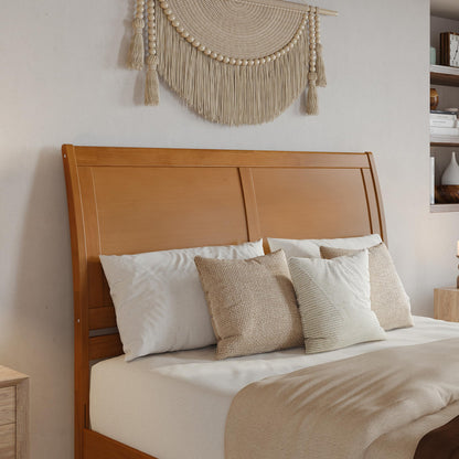 AFI, Andorra Queen Platform Bed with Panel Footboard & Storage Drawers, Light Toffee