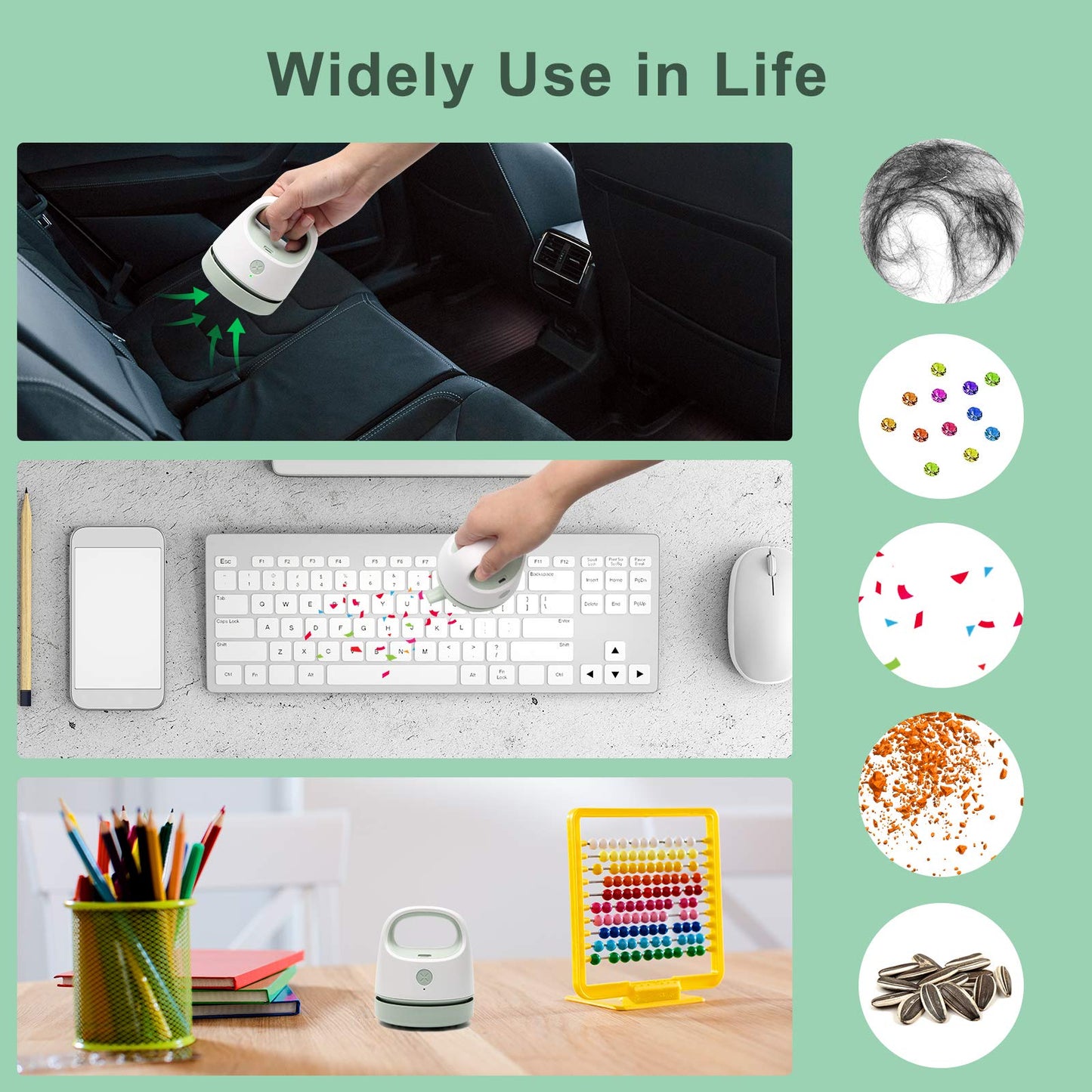 Diamond Painting Tools for Drill Quicker Picker, Luxiv Diamond Painting Accessories Tool for Sweep Spilled Diamonds Picker Vacuum Quicker Picker Organizer Spilled Drill with USB Charger, Brush (Green)