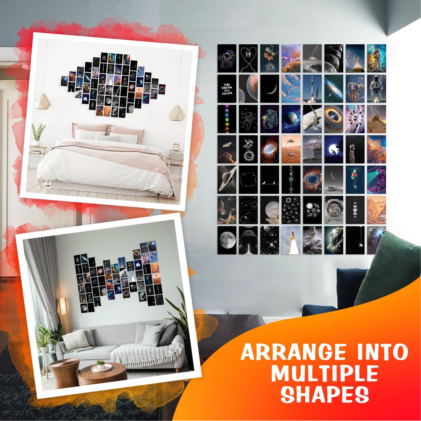 CodersParadise 54 PCS Astronomy Wall Collage Poster Kit, Outer Space Moonlight Aesthetic Room Decor 4x6 Photo Collection for Bedroom, Teen Boy Girl Dorm Room Decor