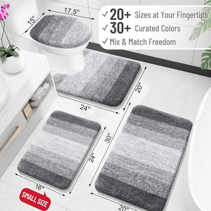 OLANLY Microfiber Bath Rugs - Extra Soft & Absorbent | Quick-Dry 24x16 Grey Bathroom Mat